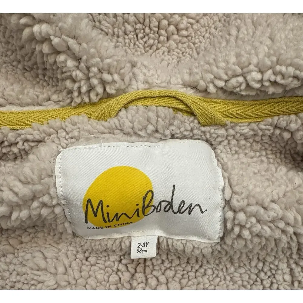Boden Shaggy-Lined Interest Hoodie Full Zip Jacket Toddler 2/3 Penguins Sherpa